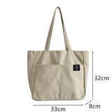 Lkblock Women Canvas Tote Bag Solid Color Designer Ladies Casual Handbag Shoulder Bag Large Capacity Cotton Reusable Shopping Beach Bag