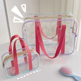 Lkblock Travel PVC Cosmetic Bags Women Transparent Clear Zipper Makeup Bags Organizer Bath Wash Bag Make Up Tote Handbags Case