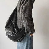 Lkblock Retro Korean Version Ins Hobos Bag Causal Large Capacity PU Soft Simple and Casual New Tote Leather Shoulder Bags