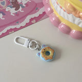 Lkblock Cute Cartoon Donut Keychain for Women Funny Bunny Bear Key Chains Bag Pendant Couple Girlfriend Kids Gift DIY Accessories