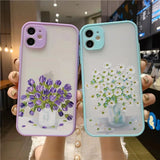 Lkblock Retro Oil Painting Flower Phone Case For iPhone 11 12 Pro Max 15 Pro Max 13 12 Mini X XR XS SE 2020 8 7 Plus 14 Plus Covers