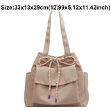 Lkblock Newest Design Canvas Shoulder Bags Large Capacity Handbags Tote for Female Women's Big Bags Khaki/Black/Beige Solid Color