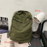 Lkblock New Women Backpack Canvas Rucksack Casual Solid Color Daypack Large Capacity School Bag for Unisex Book Bag