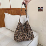 Lkblock Leopard Print Shoulder Bag Fashion Large Capacity Floral Small Bags Striped Rose Canvas Bag