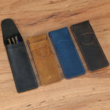 Lkblock Vintage PU Leather Pen Case Portable Pocket Pen Pouch Mini Stationery Organizer Bag For Business Travel Students Office Supplies