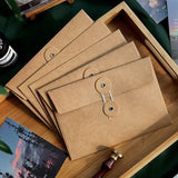 Lkblock 5/10pcs Vintage Kraft Paper Envelopes with Button String Tie Greeting Cards Postcards Letter Pads Cover Korean Stationery Office