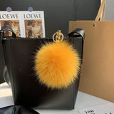 Lkblock Fluffy Real Fox Fur Ball Poms Keychain For Women Luxury Pompom Keyring Accessories Bag Decoration Emo Trinket Jewelry Gifts