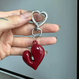 Lkblock Exquisite Temperament Red Heart Bow Charms Keychain Versatile Phone Pendant Fashion Backpack Hanging Ornament Accessories Gifts