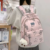 Lkblock Japanese Printed Butterfly Backpack for Girls Korean High Capacity Harajuku Student Backpack Y2k Fashion Trend Shoulder Bag Ins