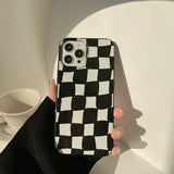 Lkblock Luxury Lattice Checkerboard Soft Phone Case For iPhone 15 14 13 12 11 Pro Max Mini X XR 7 8 Plus XS Shockproof Protective Cover