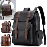 Lkblock Classic Vintage Men Backpack PU Leather Business Travel Rucksack High Quality Multiple Pockets Water Resistant Casual Laptop Bag