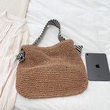 Lkblock Fashion Summer Straw Crossbody Bag Women Beach Holiday Shopping Woven Shoulder Handbag Messenger Purses for Women Bags