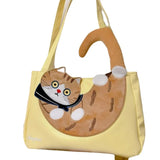 Lkblock Cute Cat Large Capacity Storage Bags Handbag Shoulder Bags Armpit Bag Kawaii Canvas Bag Women Bags Tote Bag HandBags