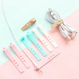 Lkblock 4Pcs/Lot Solid Color Silicone Cable Organizer Clip Charger Cord Management Mouse Earphone Wire Manger Data Line Winder Straps