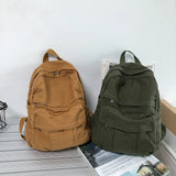 Solid Color Womans Versatile Canvas Backpacks