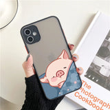 Lkblock Cute Pink Pig Cartoon Phone Case For iPhone 16 14 15 11 13 12 Pro Max Mini For iPhone X XS XR 7 8 Plus SE2 Soft back Covers