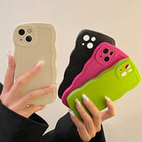 Lkblock Cute Candy Curly Wavy Phone Case For iPhone 14 13 12 11 Pro Max XS X XR 7 8 Plus SE 2022 Soft Silicone Bumper Protective Cover