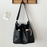 Lkblock Soft Leather Bucket Bags Women's Large Capacity New Texture Messenger Bag Female All-Match Shoulder Tote Bags