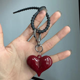 Lkblock Exquisite Temperament Red Heart Bow Charms Keychain Versatile Phone Pendant Fashion Backpack Hanging Ornament Accessories Gifts