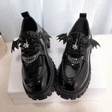 Lkblock Metal Chain Platform Lolita Gothic Shoes Woman Spring College Style Patent Leather Pumps Women Japan School Uniform Shoes