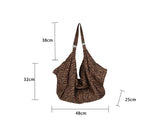 Lkblock Large Capacity Fabric Shoulder Bags For Women Big Leopard Packages Fashion Korea Style Cloth Casual Totes Pastoral Handbags