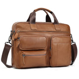 Lkblock Genuine Leather Messenger Bags Men's Briefcase for 15.6" Laptop Office Business Tote Bag Portfolio for Document New