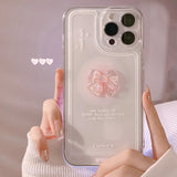 Lkblock Cute 3D Crystal Bow Love Heart Case For iPhone 15 14 13 12 Mini 11 Pro Max X XS XR 7 8 Plus SE Clear Soft Shockproof Cover