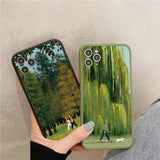 Lkblock Cartoon Lawn Suburban Relaxation Phone Case for IPhone 16 15 14 11 12 13 Pro Max 7 8 14 Plus SE2 XR XS X Vintage Cute Back Cover