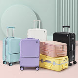 Lkblock Front Opening Zipper Travel Suitcase Luggage on Mute Universal Wheel Fashion Multifunction Carry-Ons Cabin Boarding Bag