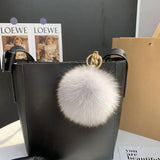 Lkblock Fluffy Real Fox Fur Ball Poms Keychain For Women Luxury Pompom Keyring Accessories Bag Decoration Emo Trinket Jewelry Gifts