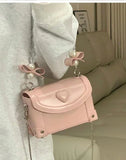 Lkblock Sweet Pink Messenger Bag Women Fairycore Aesthetic Handle Pearl Chain Crossbody Bags Ladies Harajuku Heart Y2k Hand Bag