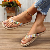 Lkblock Women's Fashion Trend, Anti Slip, Wear-resistant, Comfortable Soft Bottom, Ethnic Style Flat Heel Flip Flops