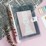 Lkblock 5pcs A5 Inclined Pocket Binder Refill Bag A6 A7 PVC Ticket Stickers Storage Bags 6 Hole Journal Transparent Organizer