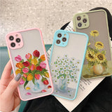 Lkblock Retro Oil Painting Flower Phone Case For iPhone 11 12 Pro Max 15 Pro Max 13 12 Mini X XR XS SE 2020 8 7 Plus 14 Plus Covers