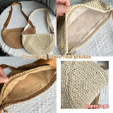 Lkblock Simple Paper Rope Women's Shoulder Bags Summer Fashion Straw Semicircle Crossbody Bag Casual Beach Woven Handbags Underarm Bag