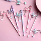 Lkblock Sweet Sequin Butterfly Pendant Gel Pen Kawaii Writing Pens With Tassel Student Stationery School Office Supplies Souvenir Gifts