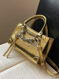 Lkblock Small Gold Flap Tote Shoulder Crossbody Bags for Women Handbags and Purses 2024 New Trendy Design Messenger Bag High Quality