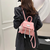 Lkblock Mini Backpack for Women PU Leather Multifunction Crossbody Bag Ladies Phone Pouch Pack Luxury Brand Shoulder Bag Casual Backpack