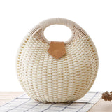 Lkblock Woven Round Women Handbags Summer Knitting Hollow Out Casual Rattan Beach Bags Female Fashion Hobos Purses