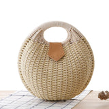 Lkblock Woven Round Women Handbags Summer Knitting Hollow Out Casual Rattan Beach Bags Female Fashion Hobos Purses