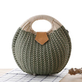 Lkblock Woven Round Women Handbags Summer Knitting Hollow Out Casual Rattan Beach Bags Female Fashion Hobos Purses