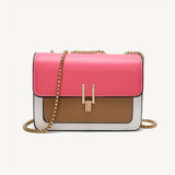 Lkblock - Fashion Flap Shoulder Bag, Women's Buckle Decor Crossbody Purse With Wide Strap