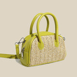 Lkblock Summer Beach Plaited Straw Bags Eco Friendly Handwoven Casual Totes Top Handle Handbag Simple Design Crossbody Bags