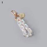 Lkblock Butterfly Flower Keychain Trendy Transparent Bead Lanyards Keyring Mobile Phone Chains for Women Car Keys Bag Decor Pendant