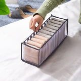 Lkblock Dormitory closet organizer for socks home separated underwear storage box 7 grids jeans bra organizer foldable drawer organizer