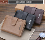 Lkblock Baellerry Men Wallets Fashion Short Desigh Zipper Card Holder Men Leather Purse Solid Coin Pocket High Quality Male Purse