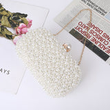 Lkblock White Pearl Wedding Clutch Bag Party Purse and Handbag Women's Evening Bag Luxury Design Chain Shoulder Bag ZD1833