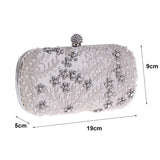 Lkblock Women's Clutch Bag Crystal Pearl Clutch Purse Luxury Handbag Embroidery Evening Bag Wedding Bag for Bridal Shoulder Bag