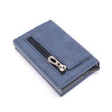 Lkblock Credit Card Holder 2022 New Aluminum Box Card Wallet Men RFID PU Leather Pop Up Card Case Magnet Carbon Fiber Coin Purse