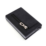 Lkblock Credit Card Holder 2022 New Aluminum Box Card Wallet Men RFID PU Leather Pop Up Card Case Magnet Carbon Fiber Coin Purse